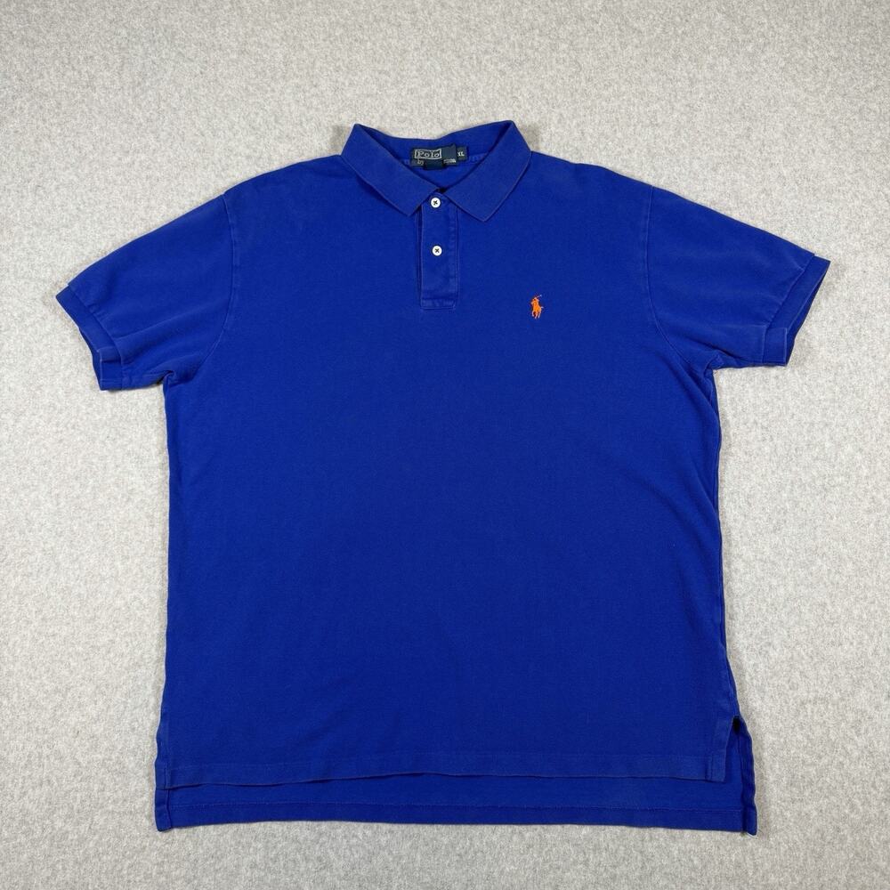 Vintage Polo by Ralph Lauren Shirt Royal Blue Men's XL Orange Pony Knicks Cotton
